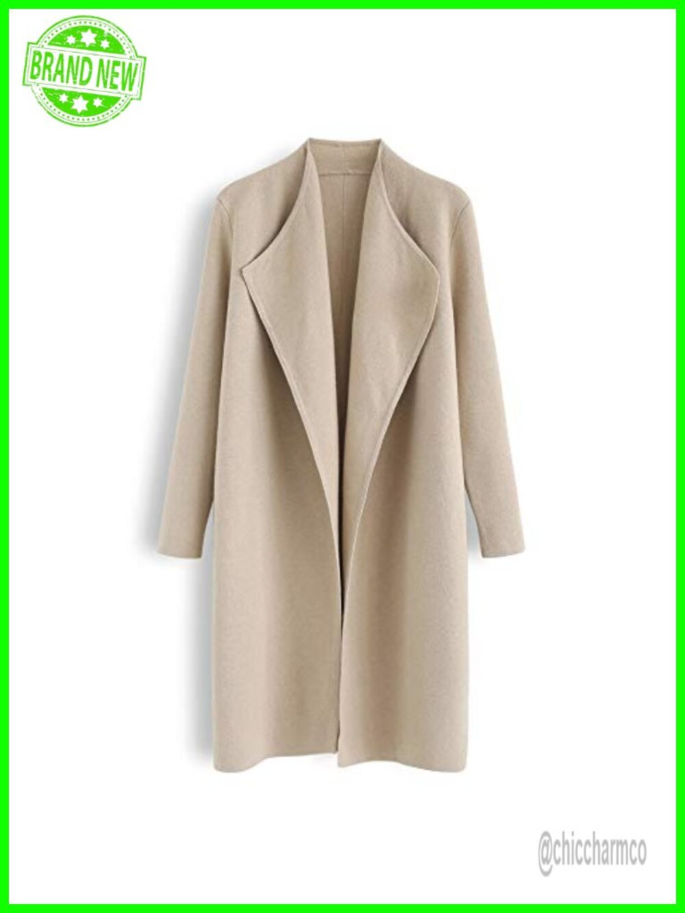 Open Front Knit Coat Cardigan Oversized Notch Lapel Split Hem